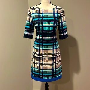 Eliza J Black and White Sheath Dress with Dolman Sleeves
